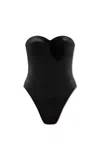 Balenciaga Logo-print Sweetheart-neck Swimsuit In Black