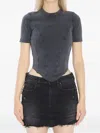 Balenciaga Washed Black Corset-style T-shirt In Gray