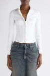 Balenciaga Corseted Stretch Poplin Button-up Shirt In White