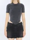 Balenciaga Washed Black Corset-style T-shirt Women In Gray