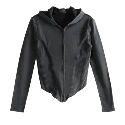 Pre-owned Balenciaga Corseted Zip Up Hoodie 'washed Black' | Women's Size M
