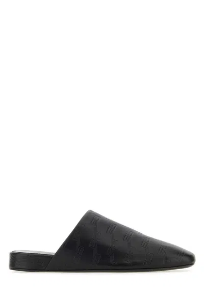 BALENCIAGA BALENCIAGA COSY BB LEATHER SLIPPERS