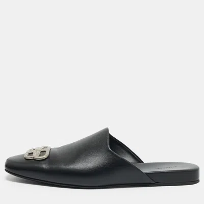 Pre-owned Balenciaga Cosy Bb Size 42 Black Leather Mules