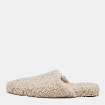 Pre-owned Balenciaga Cosy Bb Size 42 Cream Shearling Fur Mules In White