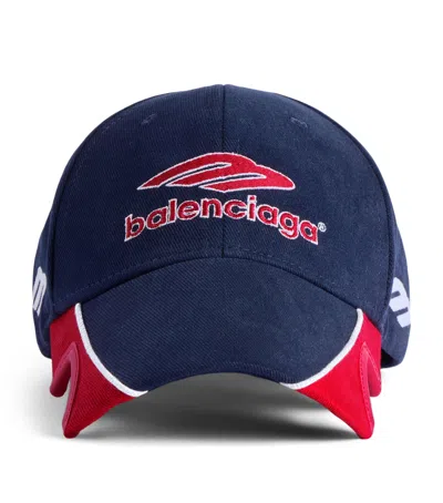 Balenciaga Cotton 3b Football Cap In Blue