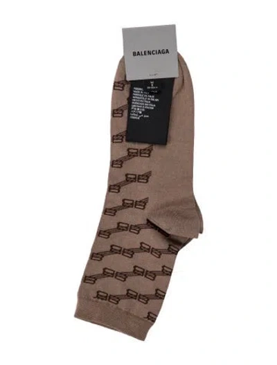 Pre-owned Balenciaga Cotton Ankle Socks W/tags In Brown