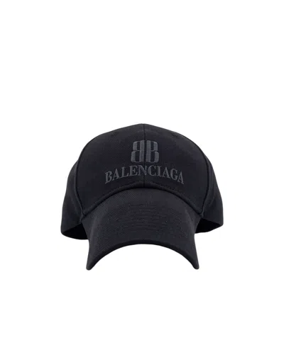 Balenciaga Cotton Baseball Hat In Black