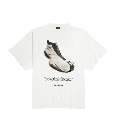 Balenciaga Cotton Basketball Sneakers T-shirt In Grey
