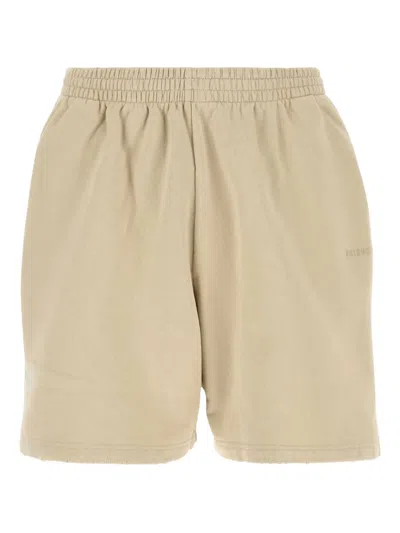 Balenciaga Men Sand Cotton Bermuda Shorts In Neutral