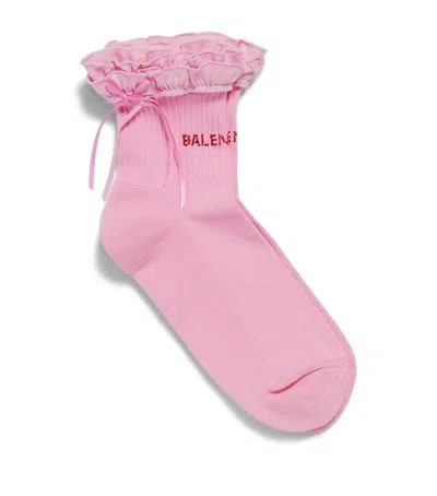 Balenciaga Cotton-blend Bow Socks In Pink