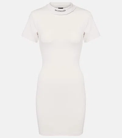 Balenciaga Cotton-blend Jersey Minidress In White