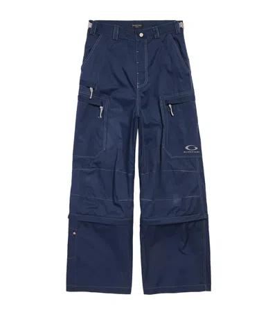Balenciaga Utility Tech & Cotton Work Pants In Navy
