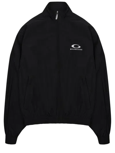 Balenciaga Cotton Blend Track Jacket In Black