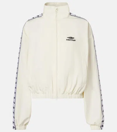 Balenciaga 3b Sports Icon Cotton-blend Track Jacket In White