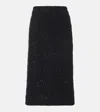 Balenciaga Cotton Tweed Knitted Midi Skirt In Black