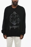 Balenciaga Cotton Blend Unisex Crew-neck Sweater With Contrasting Logo In Black