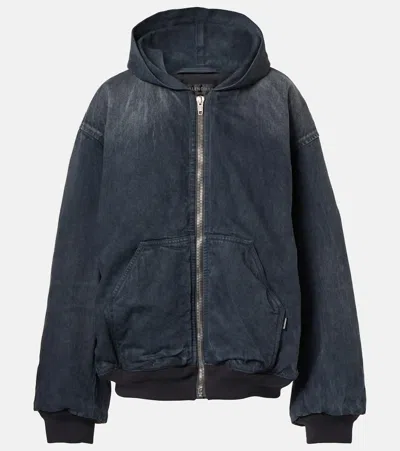 Balenciaga Cotton Bomber Jacket In Blue
