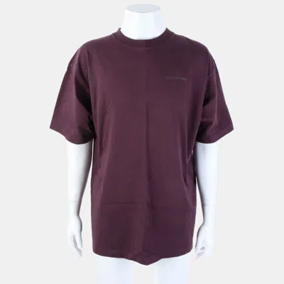 Pre-owned Balenciaga Cotton Burgundy Short Sleeves Xs