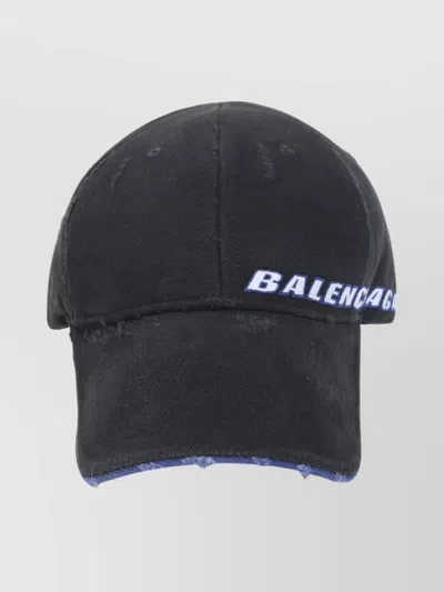 BALENCIAGA COTTON CAP DISTRESSED DETAILING