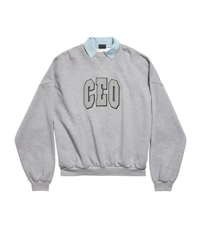 Balenciaga Cotton Ceo Sweatshirt In Gray