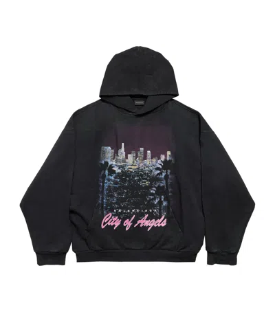 Balenciaga Cotton City Of Angels Hoodie In Black