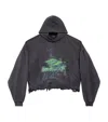 Balenciaga Cotton Cropped Graphic Hoodie In Black
