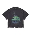 Balenciaga Cotton Cropped Graphic T-shirt In Black