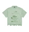 Balenciaga Cotton Cropped Graphic T-shirt In Green