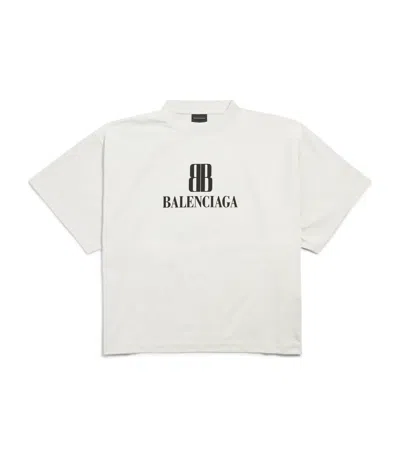 Balenciaga Cotton Cropped Logo T-shirt In White
