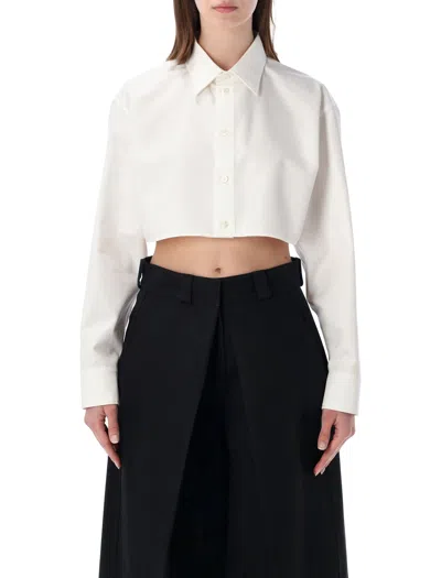 Balenciaga Cropped Shirt In Organdi Cotton And Silk Poplin In White