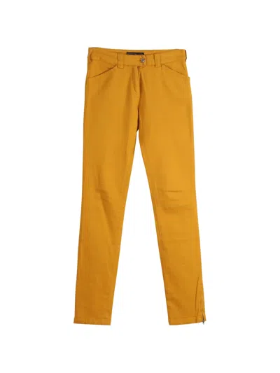 Pre-owned Balenciaga Cotton Denim Trousers In Yellow