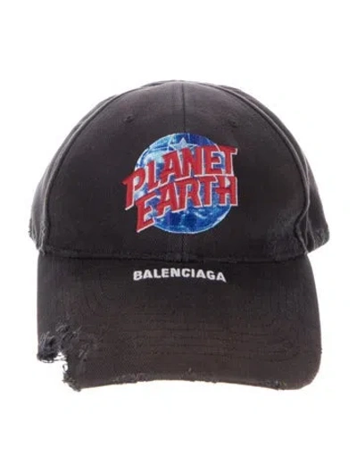 Pre-owned Balenciaga Cotton Distressed Baseball Cap In Gray