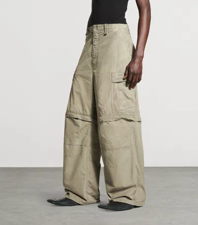 Balenciaga Cotton Distressed Cargo Trousers In Gray
