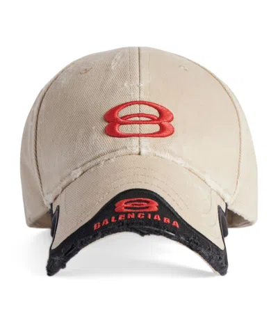 Balenciaga Cotton Double Unity Cap In Brown