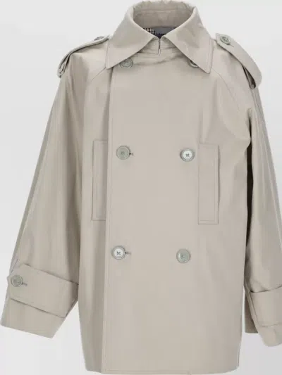 Balenciaga Cotton Double-breasted Trench Coat In Neutral