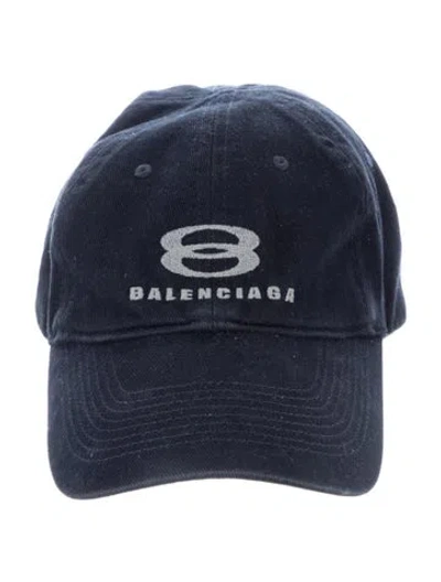 Pre-owned Balenciaga Cotton Embroidered Baseball Cap In Gray