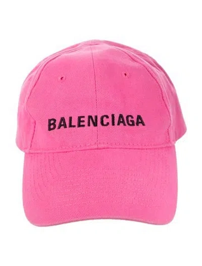 Pre-owned Balenciaga Cotton Embroidered Baseball Cap In Pink