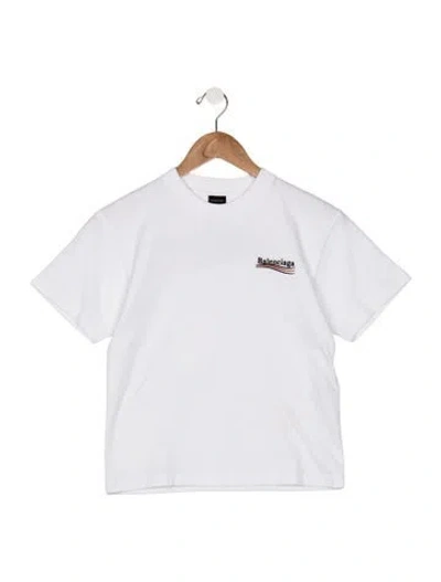 Pre-owned Balenciaga Kids' Cotton Embroidered T-shirt. In White
