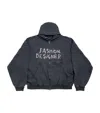 Balenciaga Cotton Fashion Designer Zip-up Hoodie In Black