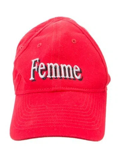 Pre-owned Balenciaga Cotton Femme Baseball Cap W/tags In Red