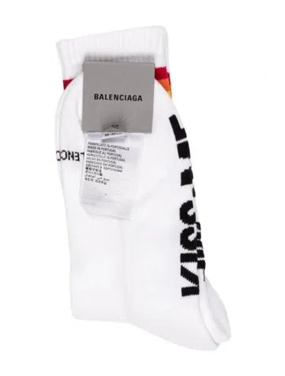 Pre-owned Balenciaga Cotton Fetish Rainbow Socks W/tags In White