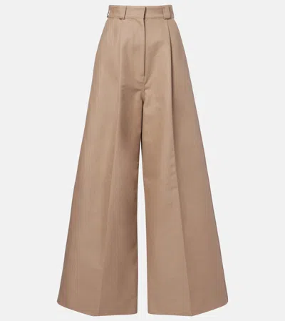 Balenciaga High Waist Pants Wide Leg Belt Loops In Brown