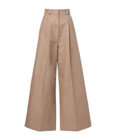 Balenciaga Cotton Gabardine Wide-leg Pants In Brown