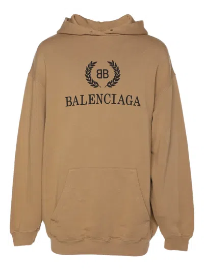 Pre-owned Balenciaga Cotton Graphic-print Hoodie In Brown