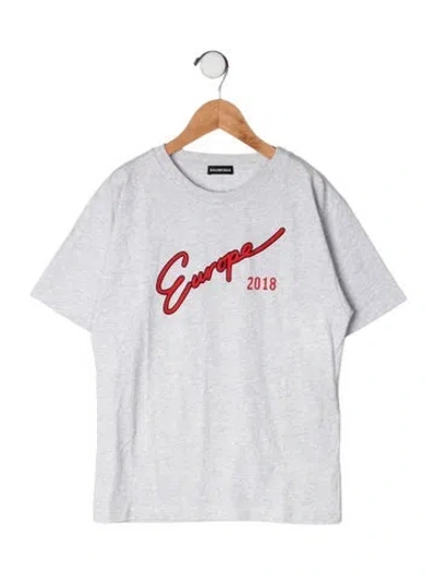 Pre-owned Balenciaga Kids' Cotton Graphic Print T Shirt W/tags In Grey