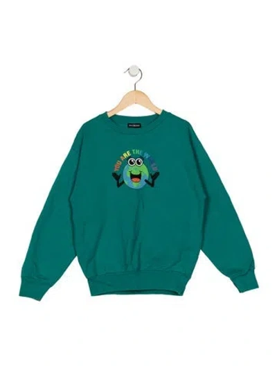 Pre-owned Balenciaga Kids' Cotton Green And Multicolor Patterned Sweatshirt