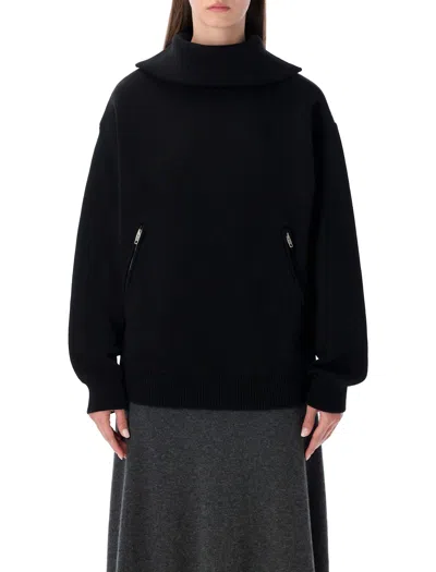 Balenciaga Cotton High-neck Zip Sweater In Black