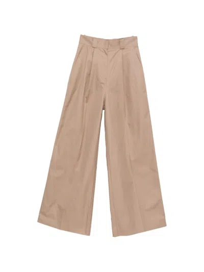 Balenciaga Pleated High-waisted Cotton Trousers In Brown