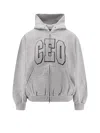 Balenciaga Hooded Cotton Sweatshirt With Kangaroo Pocket In Gray