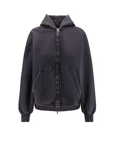 Balenciaga Cotton Hooded Sweatshirt In Black